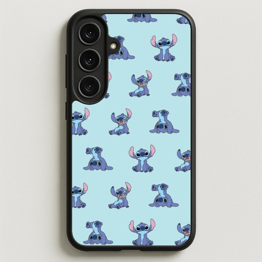 Cute Blue Alien Pose Pattern Phone Case for Galaxy S25FE