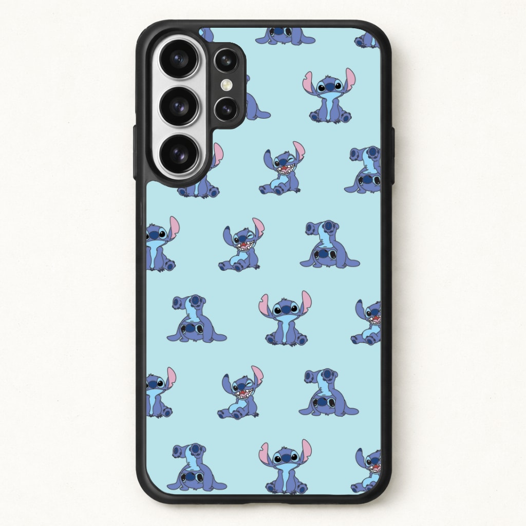 Cute Blue Alien Pose Pattern Phone Case for Galaxy S26 Ultra