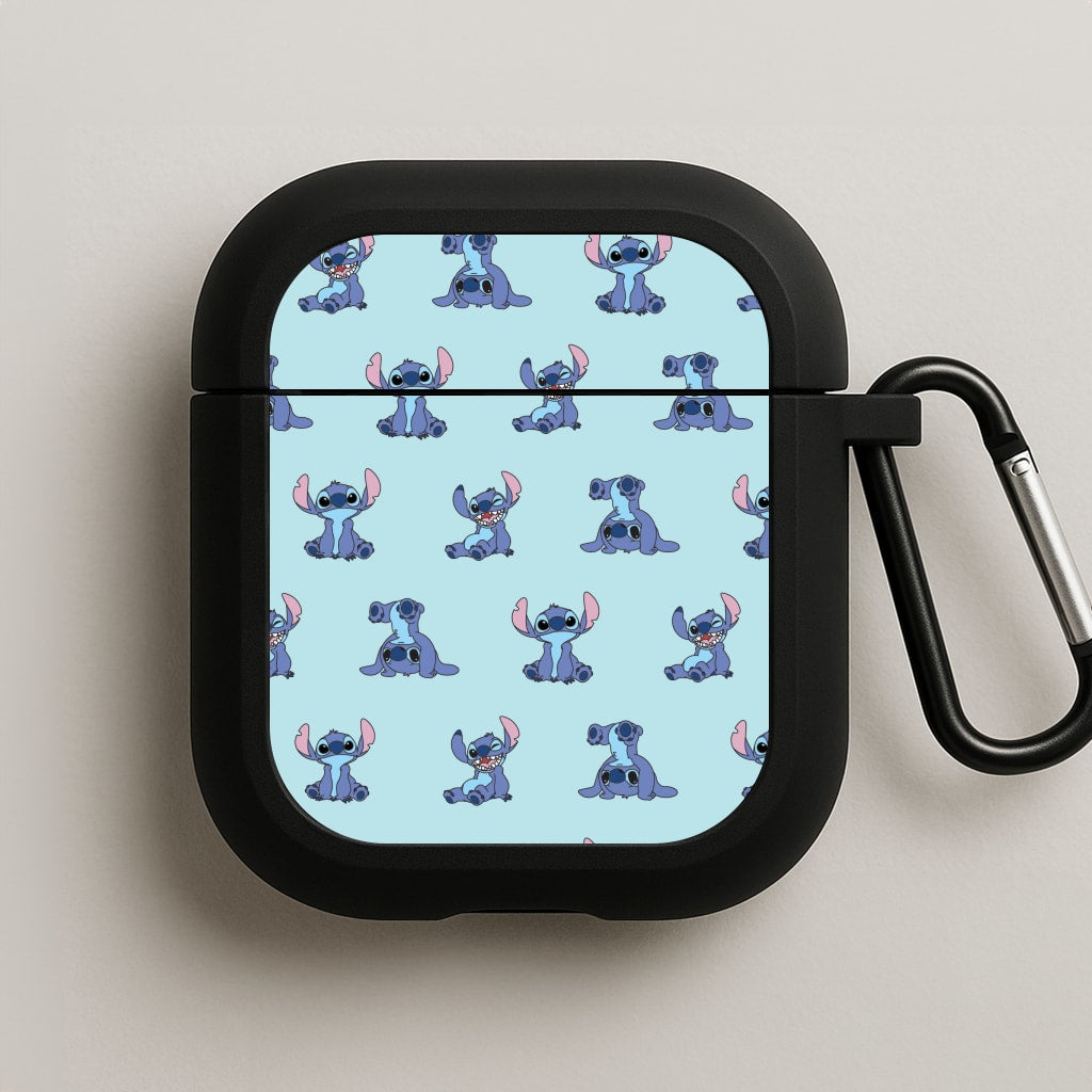 Cute Blue Alien Pose Pattern AirPods Case