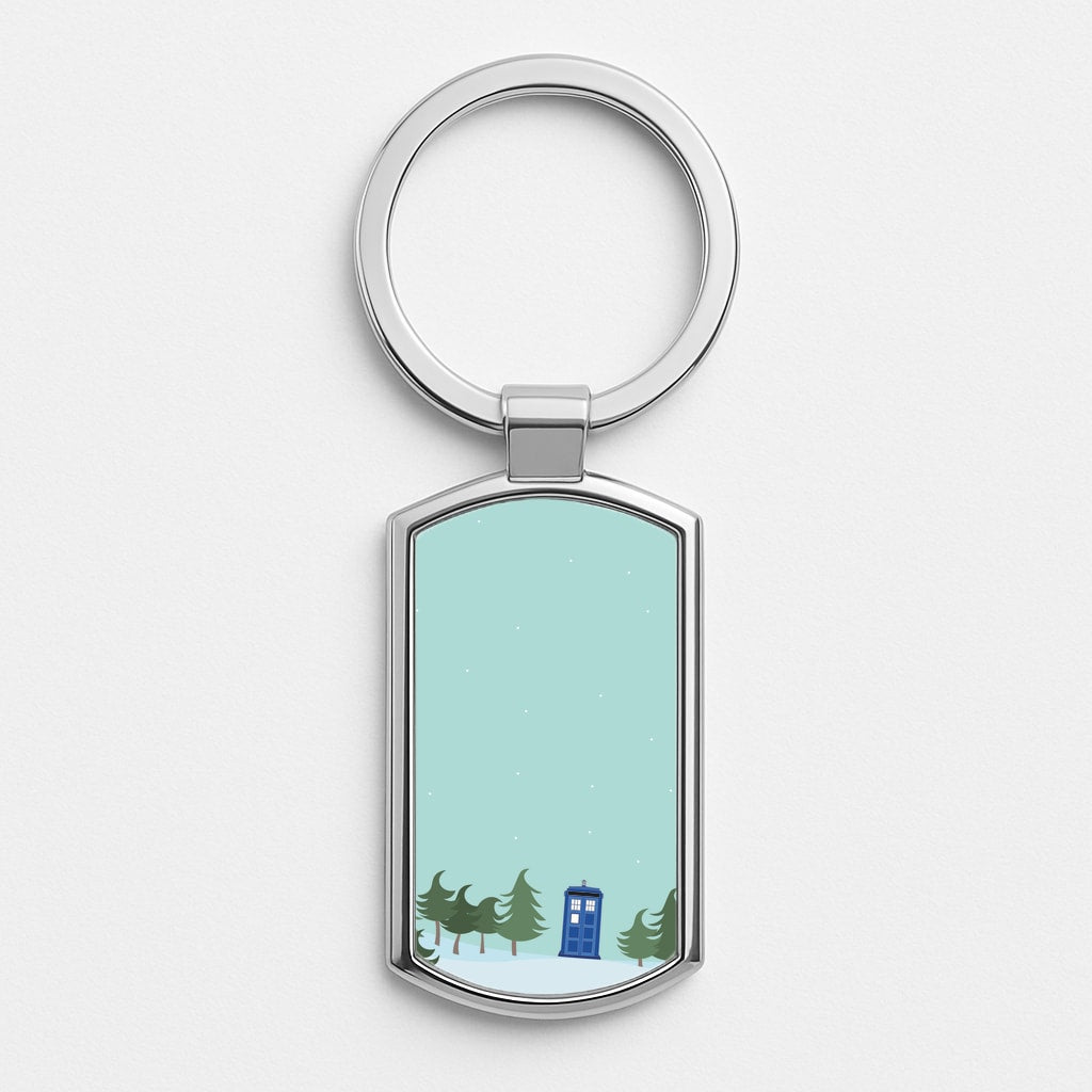 Christmas Tardis - Doctor Who Silver Keyring