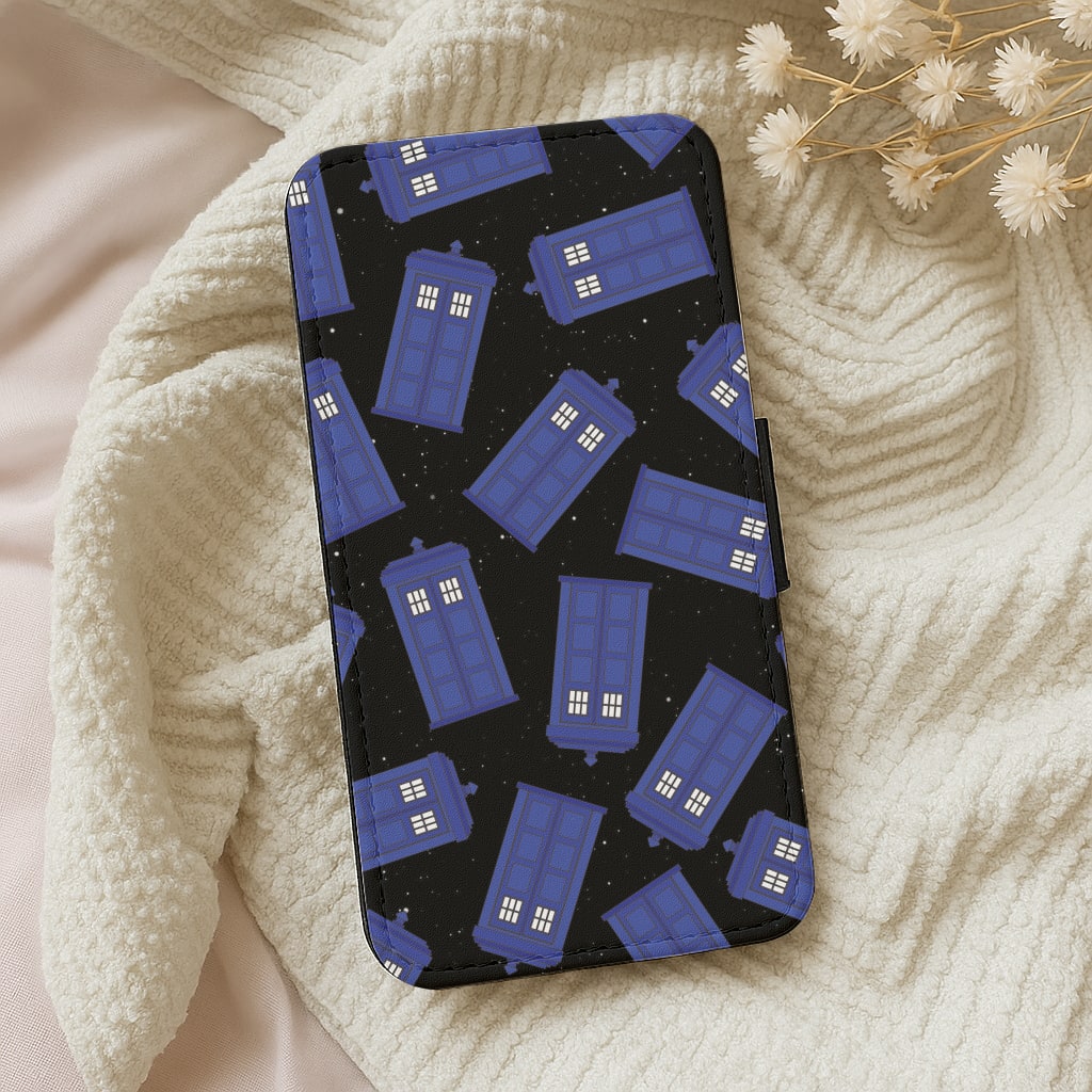Tardis Pattern Wallet Phone Case