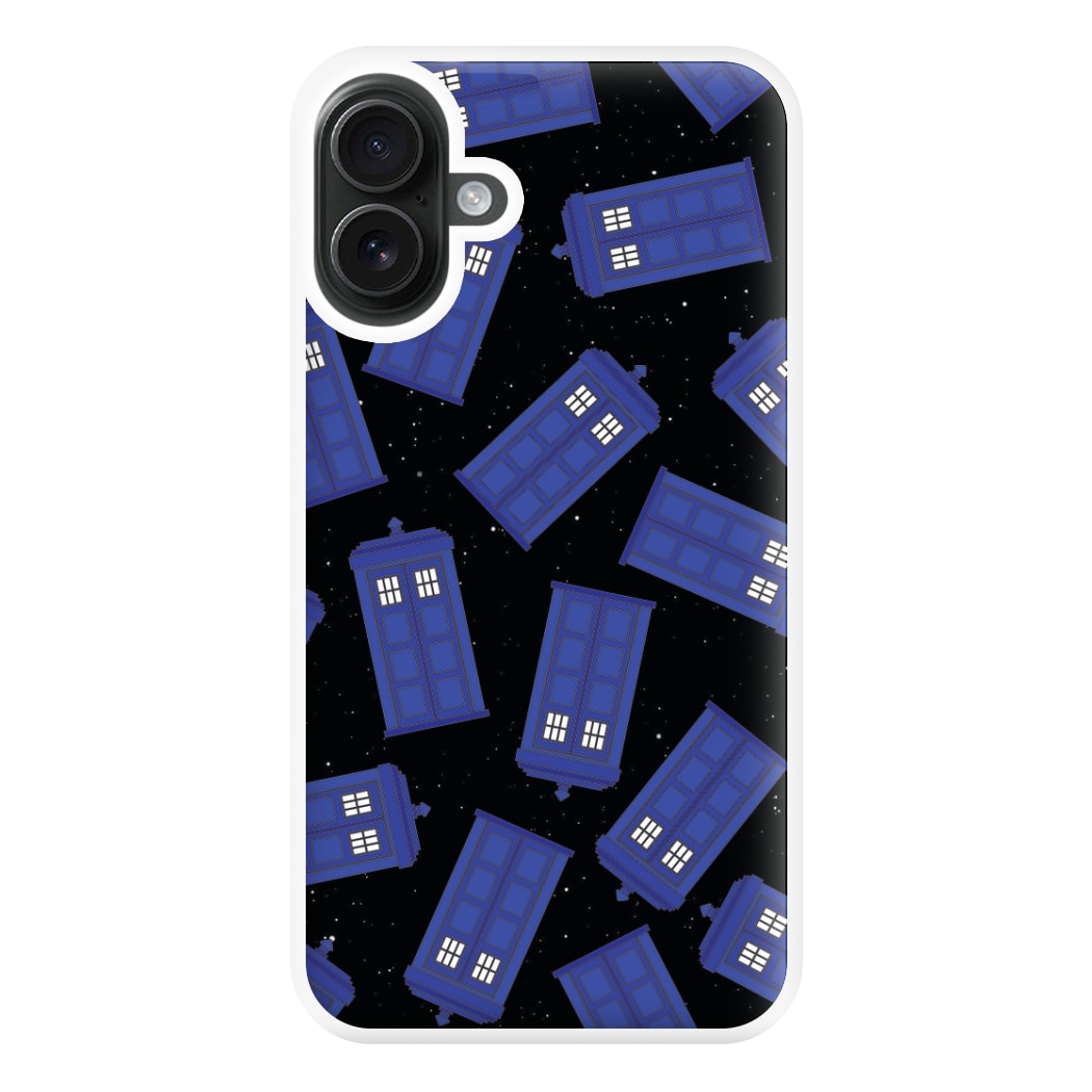 Tardis Pattern Phone Case for iPhone 16 Plus