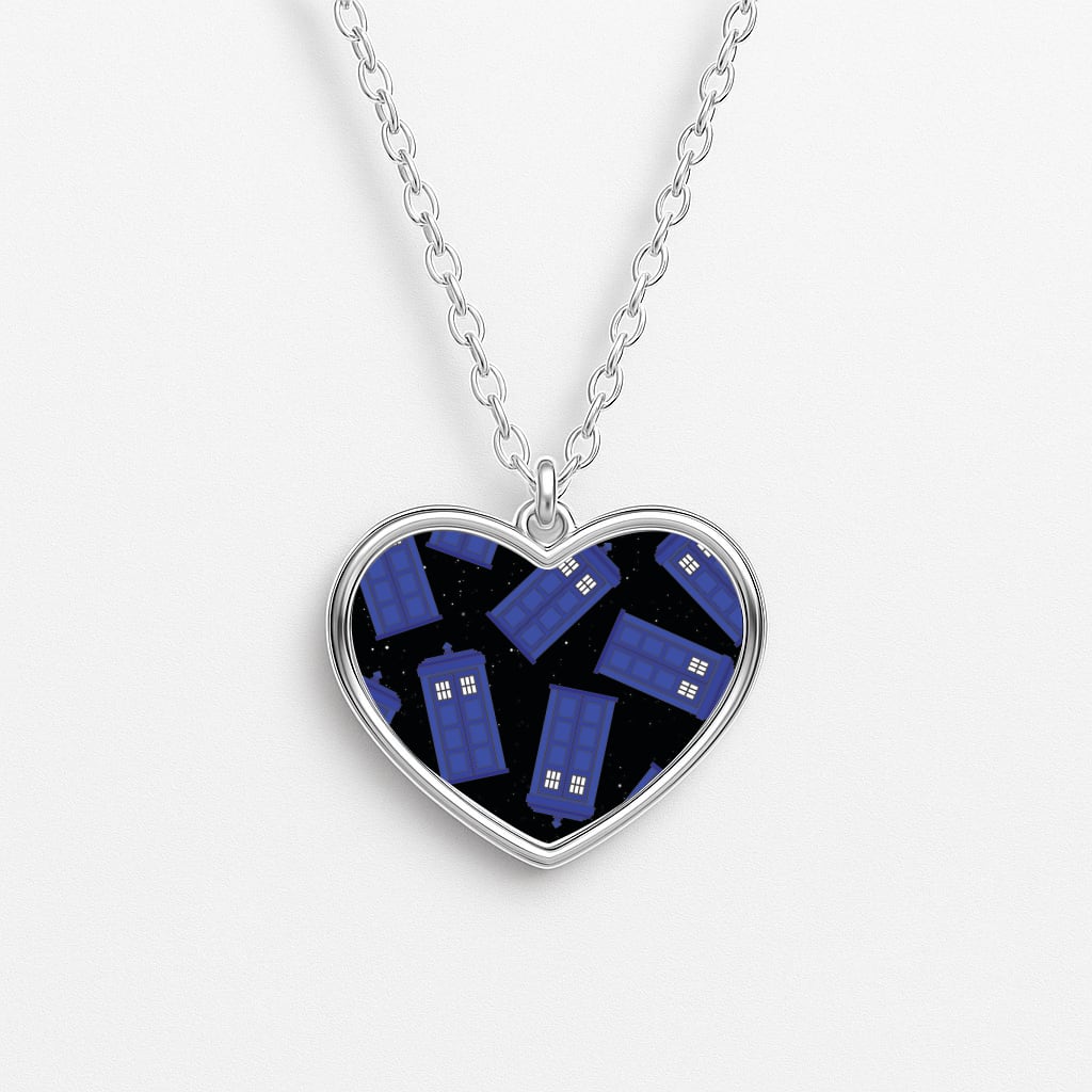 Tardis Pattern Heart Necklace