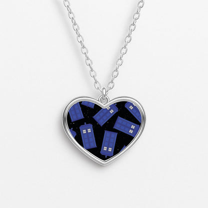 Tardis Pattern Heart Necklace