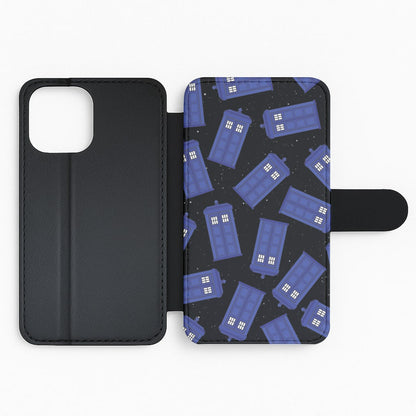 Tardis Pattern Flip Phone Case