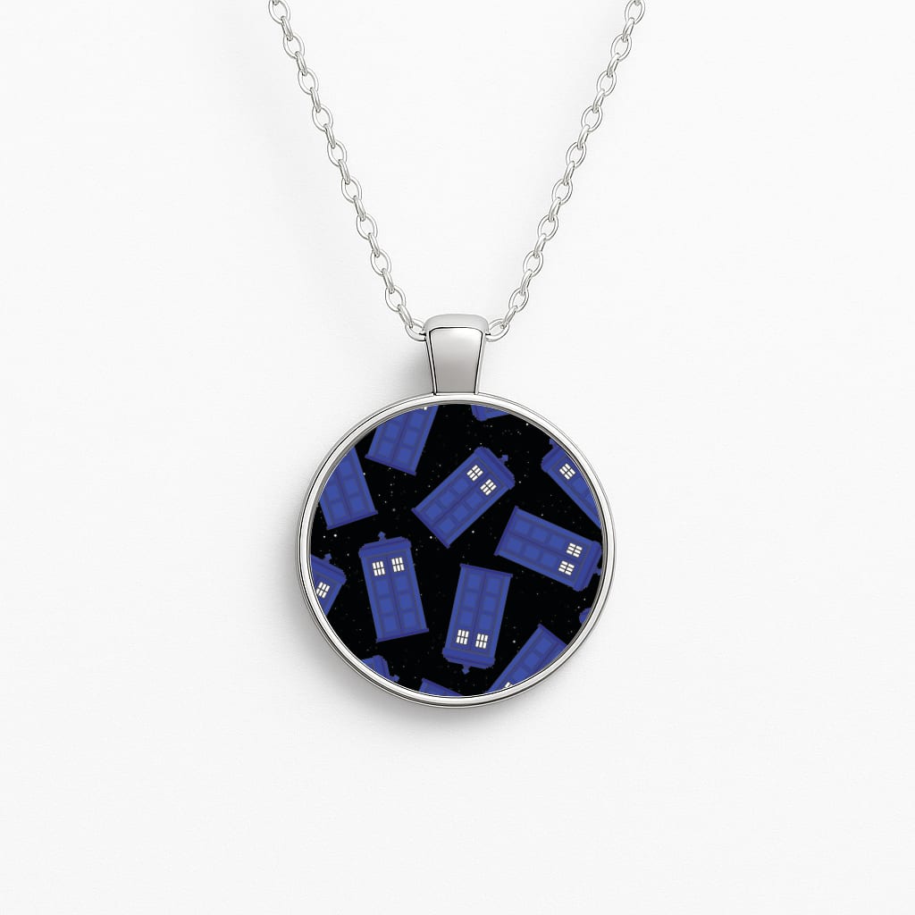 Tardis Pattern Circle Necklace