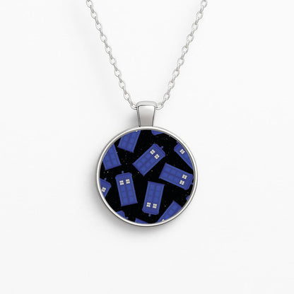 Tardis Pattern Circle Necklace