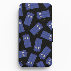 Tardis Pattern Flip / Wallet Phone Case