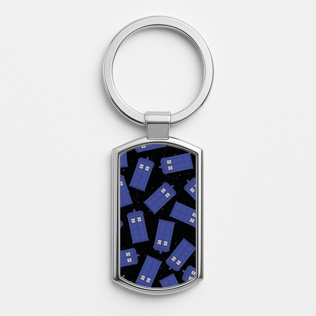 Tardis Pattern Silver Keyring