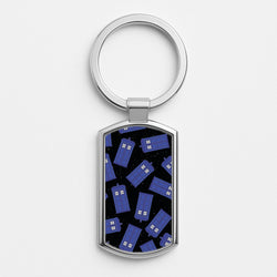 Tardis Pattern Silver Keyring