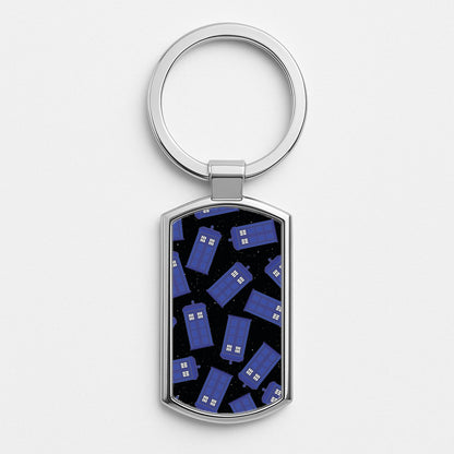 Tardis Pattern Silver Keyring