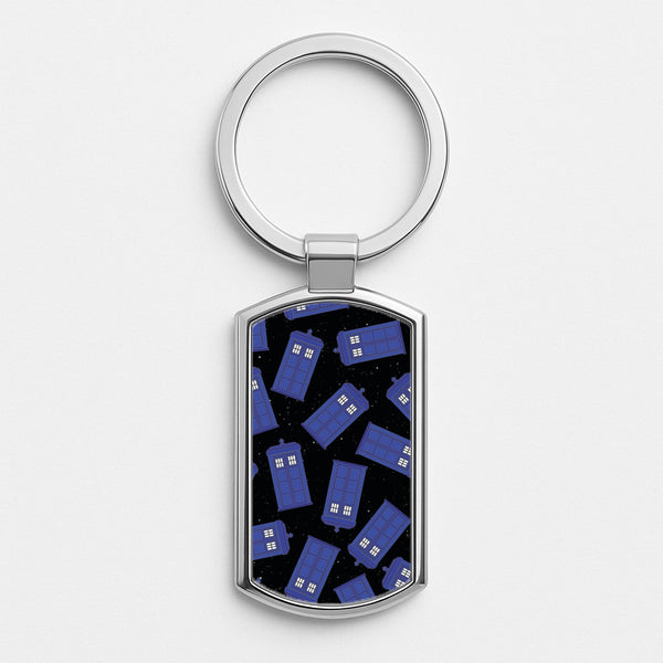 Tardis Pattern Silver Keyring