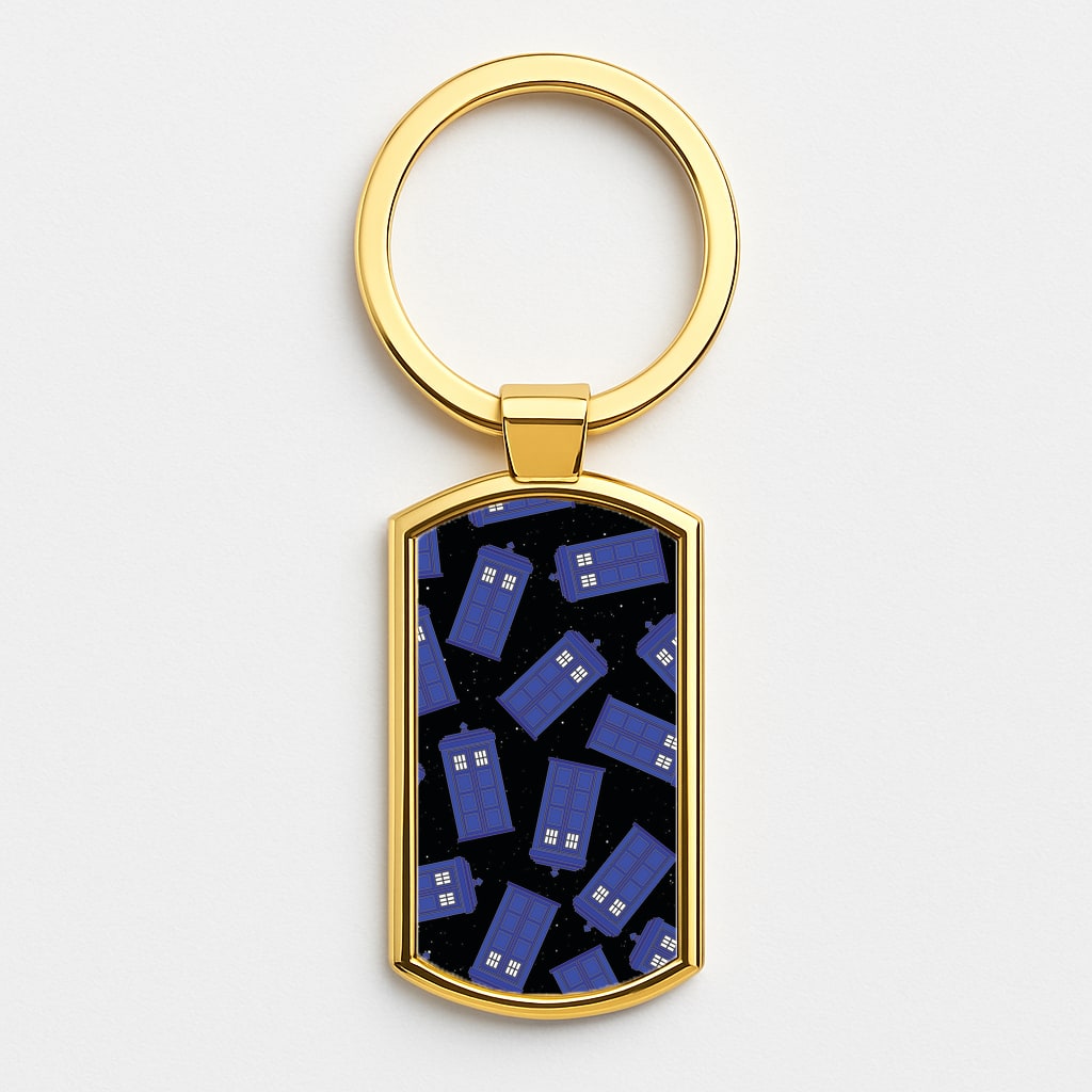 Tardis Pattern Gold Keyring