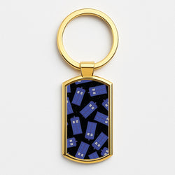 Tardis Pattern Gold Keyring