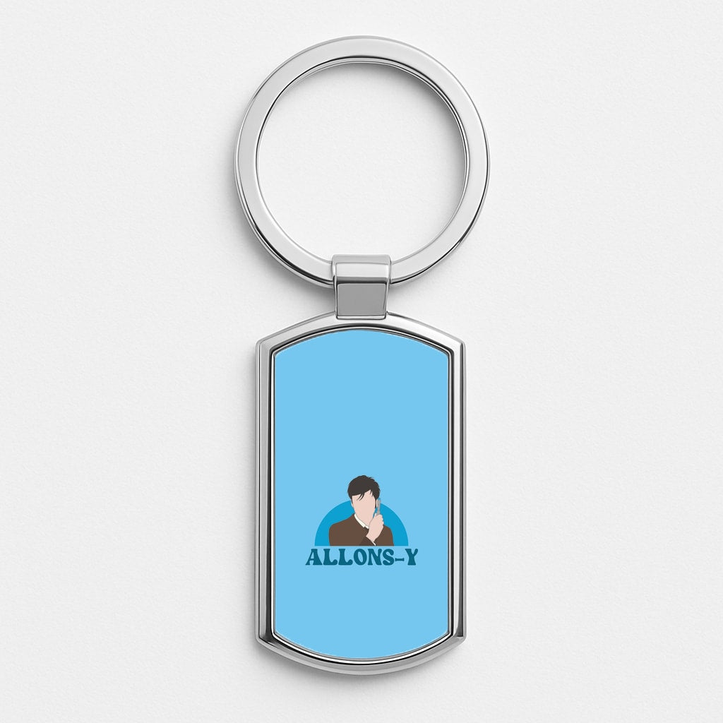 Allons-y Silver Keyring