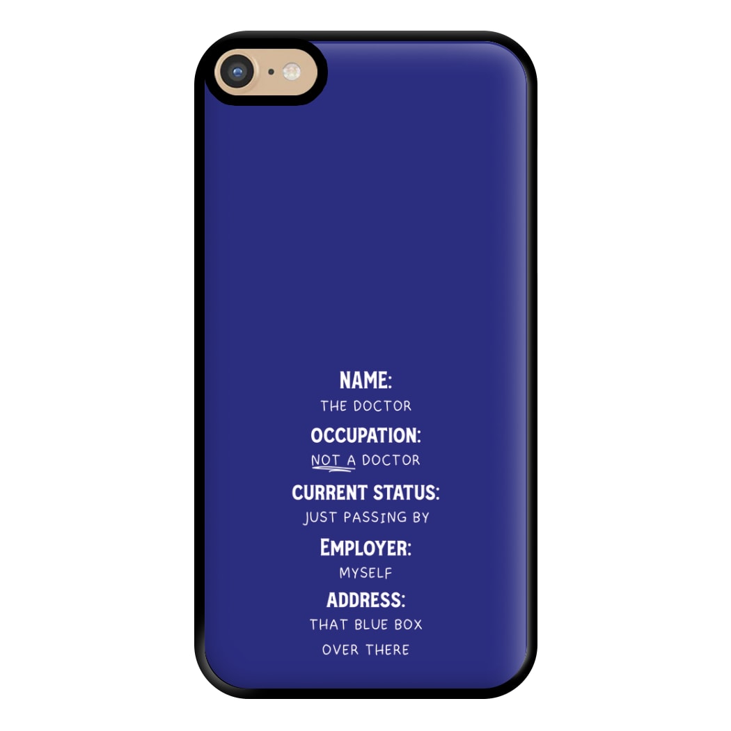 Name And Occupation - Doctor Who Phone Case for iPhone 6 Plus / 7 Plus / 8 Plus