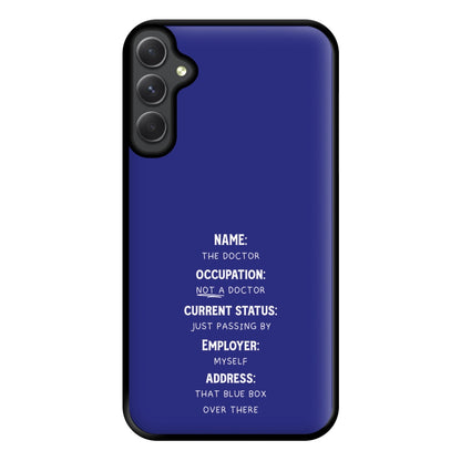 Name And Occupation - Doctor Who Phone Case for Galaxy A14