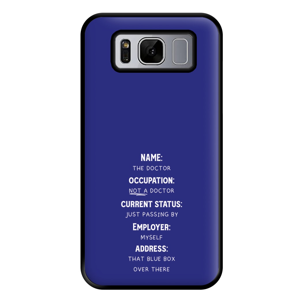 Name And Occupation - Doctor Who Phone Case for Galaxy S8 Plus