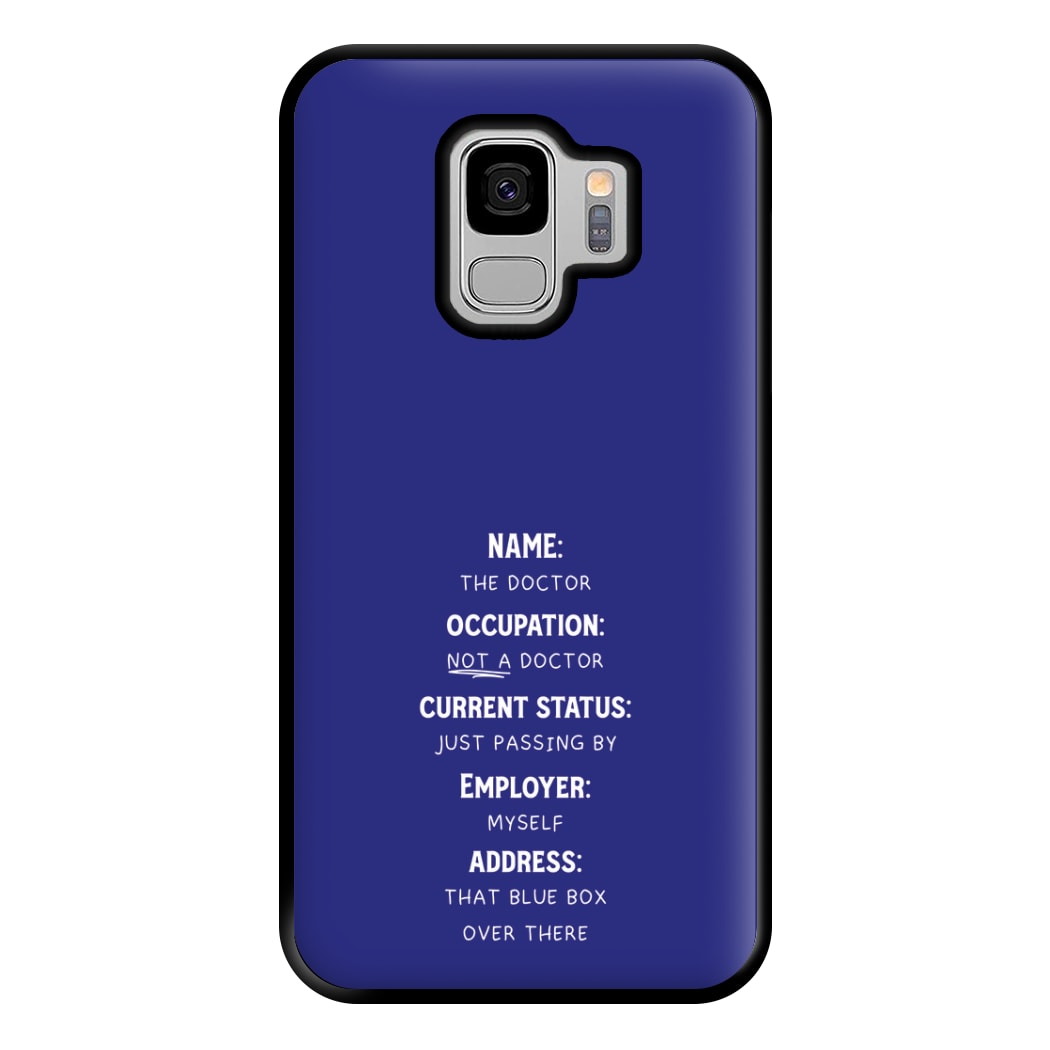 Name And Occupation - Doctor Who Phone Case for Galaxy S9 Plus