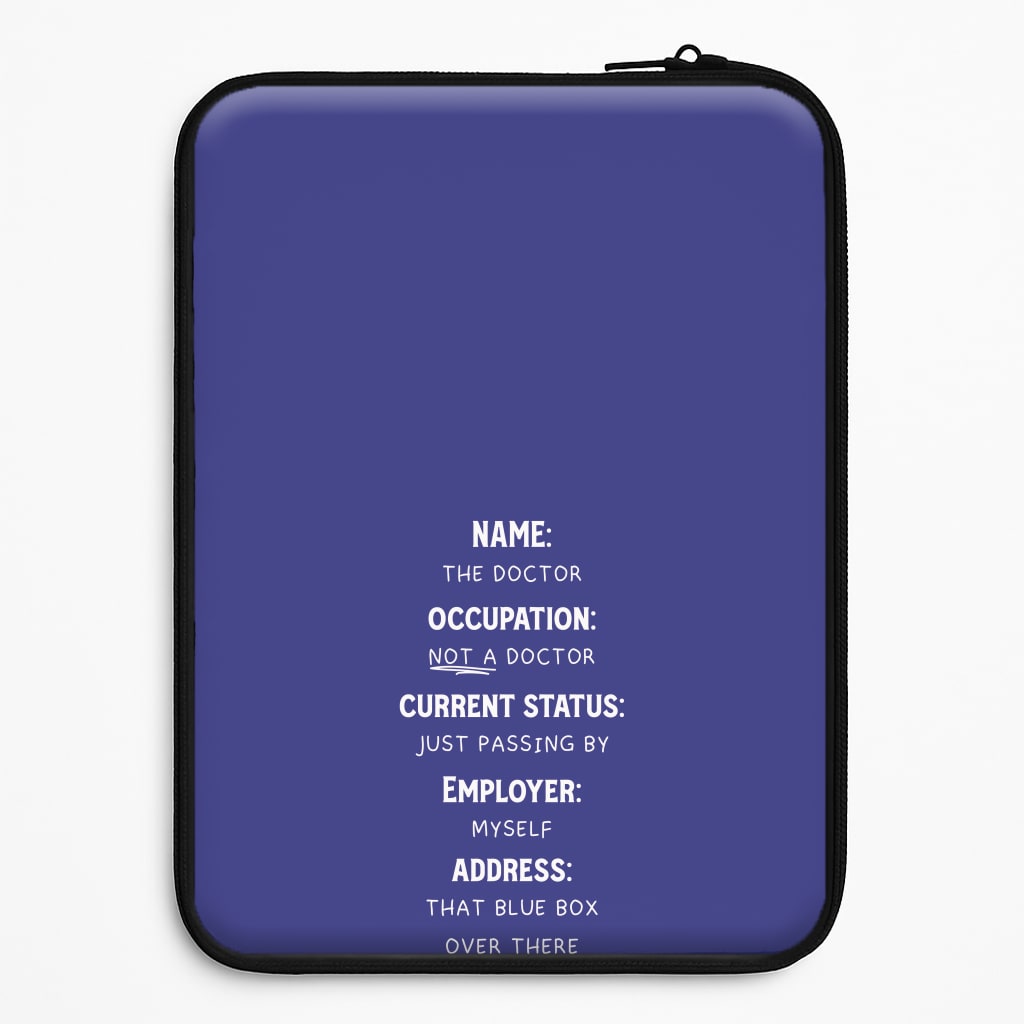 Name And Occupation - Doctor Who Laptop Sleeve