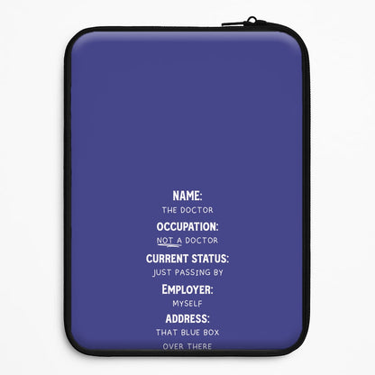Name And Occupation - Doctor Who Universal Laptop Sleeve