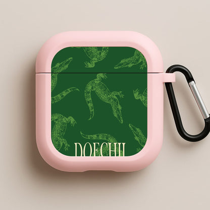Alligator Pattern Pink AirPods Case