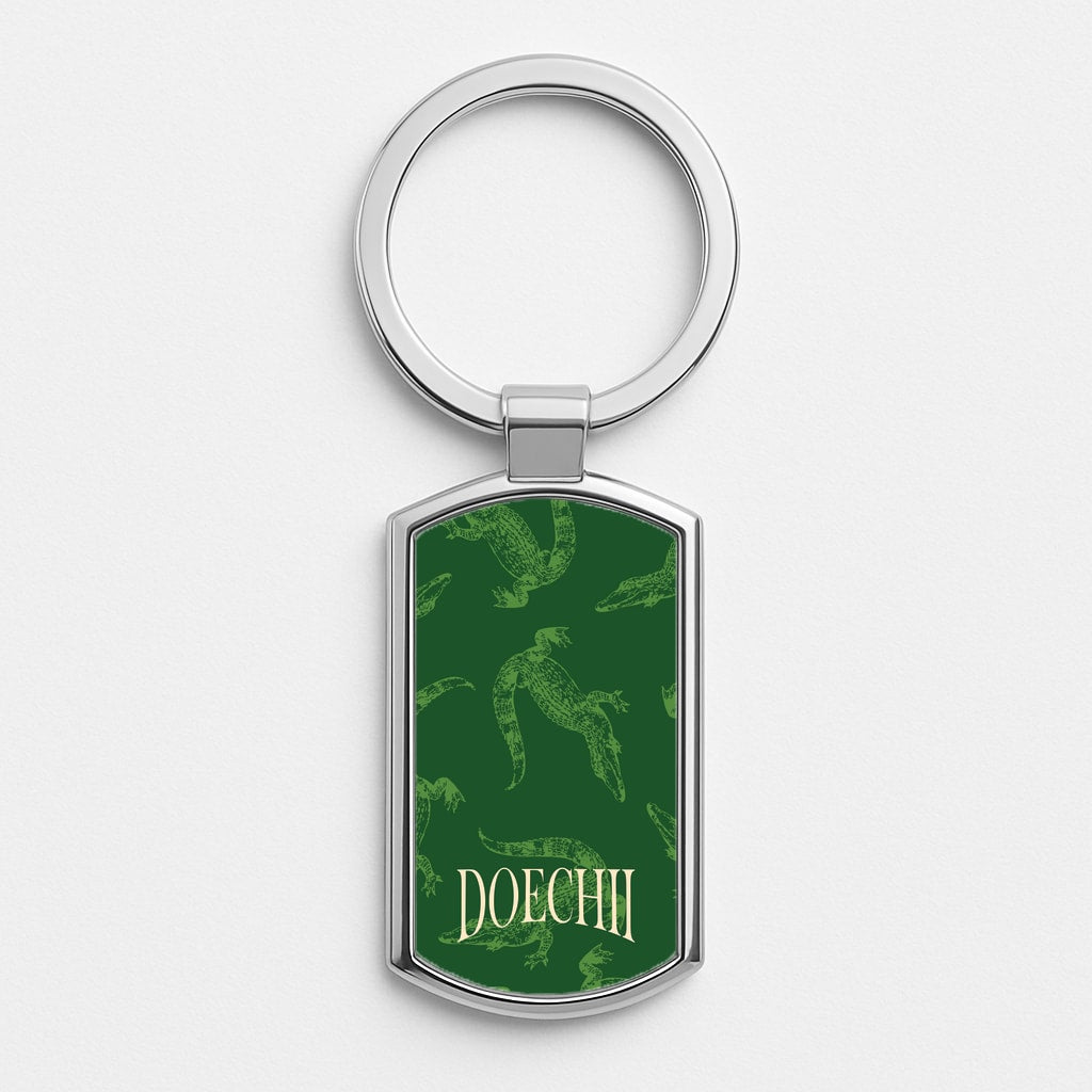 Alligator Pattern Silver Keyring