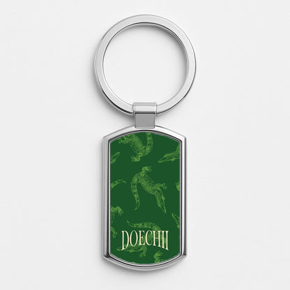 Alligator Pattern Silver Keyring