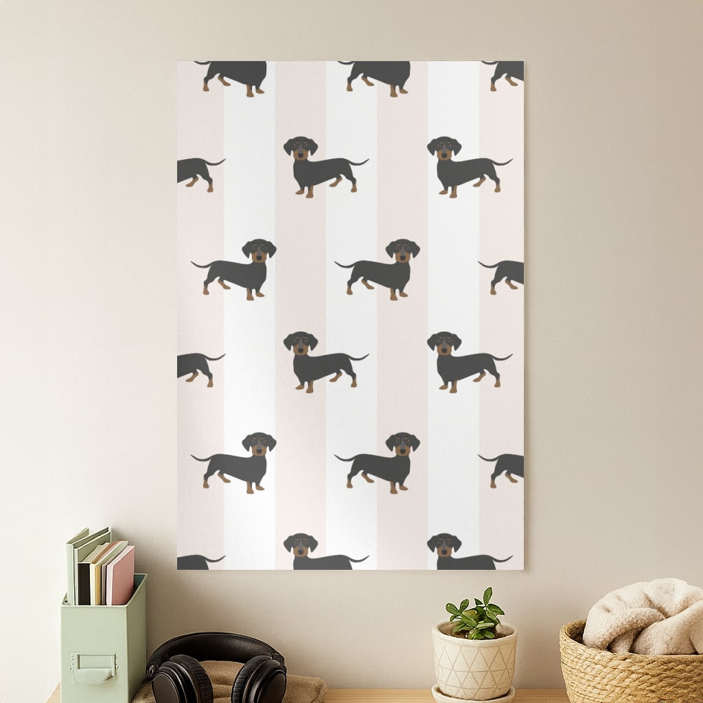 Striped Dachshund - Dog Pattern Poster