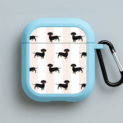 Striped Dachshund - Dog Pattern Blue AirPods Case