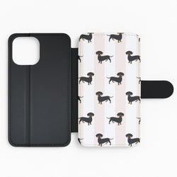 Striped Dachshund - Dog Pattern Flip Phone Case