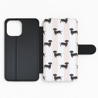 Striped Dachshund - Dog Pattern Flip Phone Case