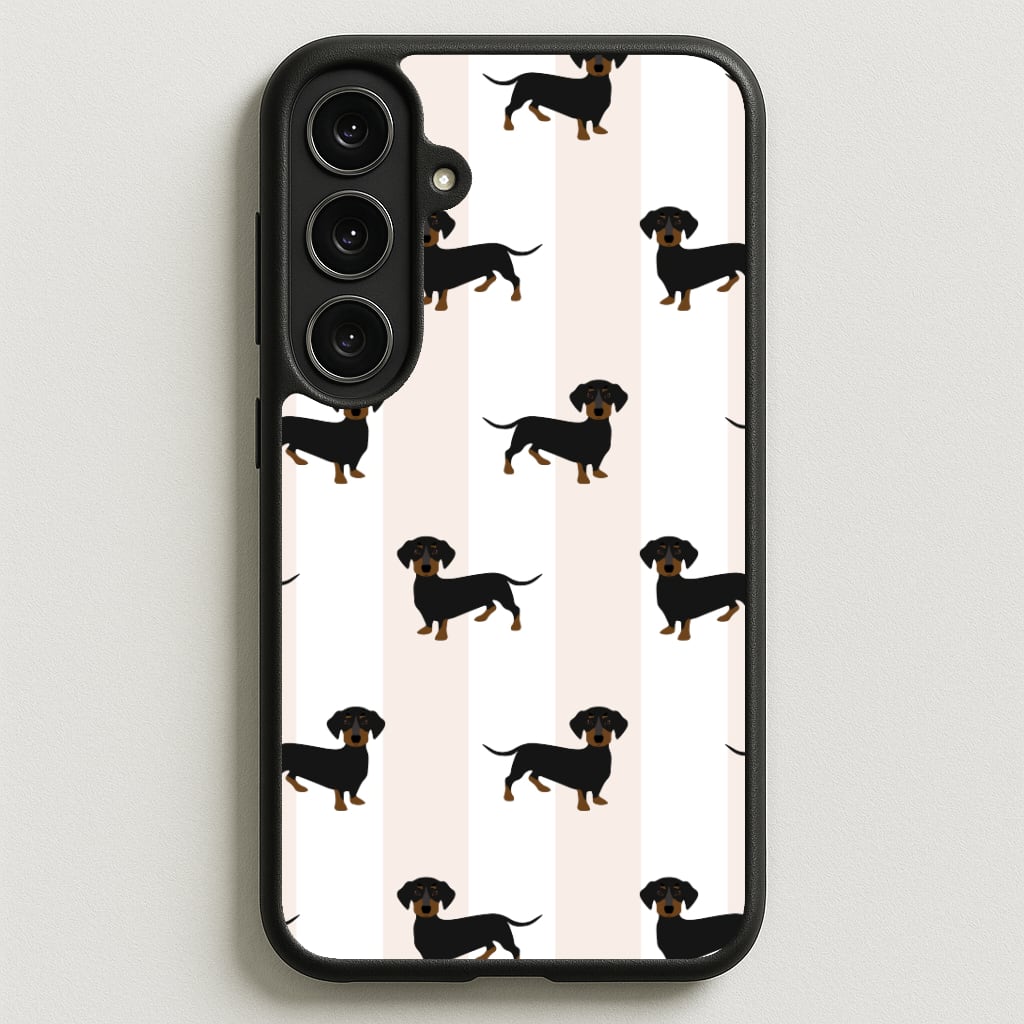 Striped Dachshund - Dog Pattern Phone Case for Galaxy S25FE
