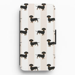 Striped Dachshund - Dog Pattern Flip / Wallet Phone Case