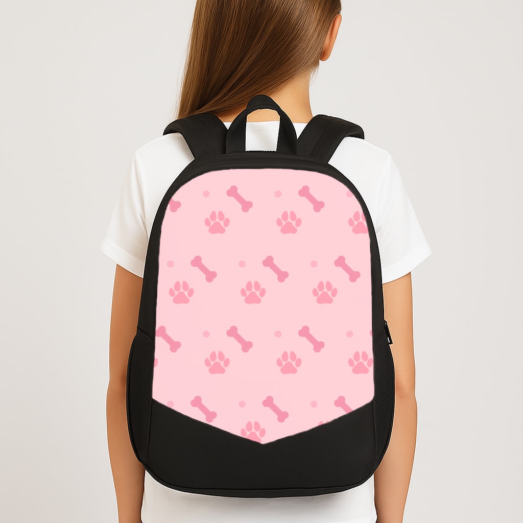 Dog And Paw - Dog Pattern Large School Bag
