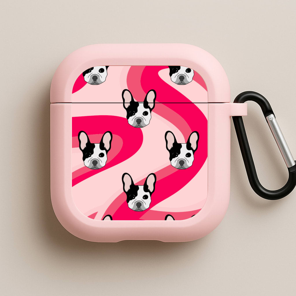 Abstact Frenchie - Dog Pattern Pink AirPods Case