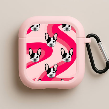 Abstact Frenchie - Dog Pattern Pink AirPods Case