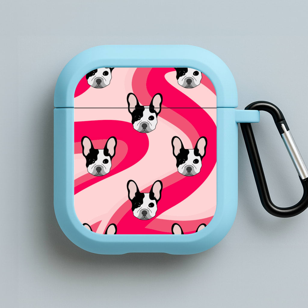 Abstact Frenchie - Dog Pattern Blue AirPods Case