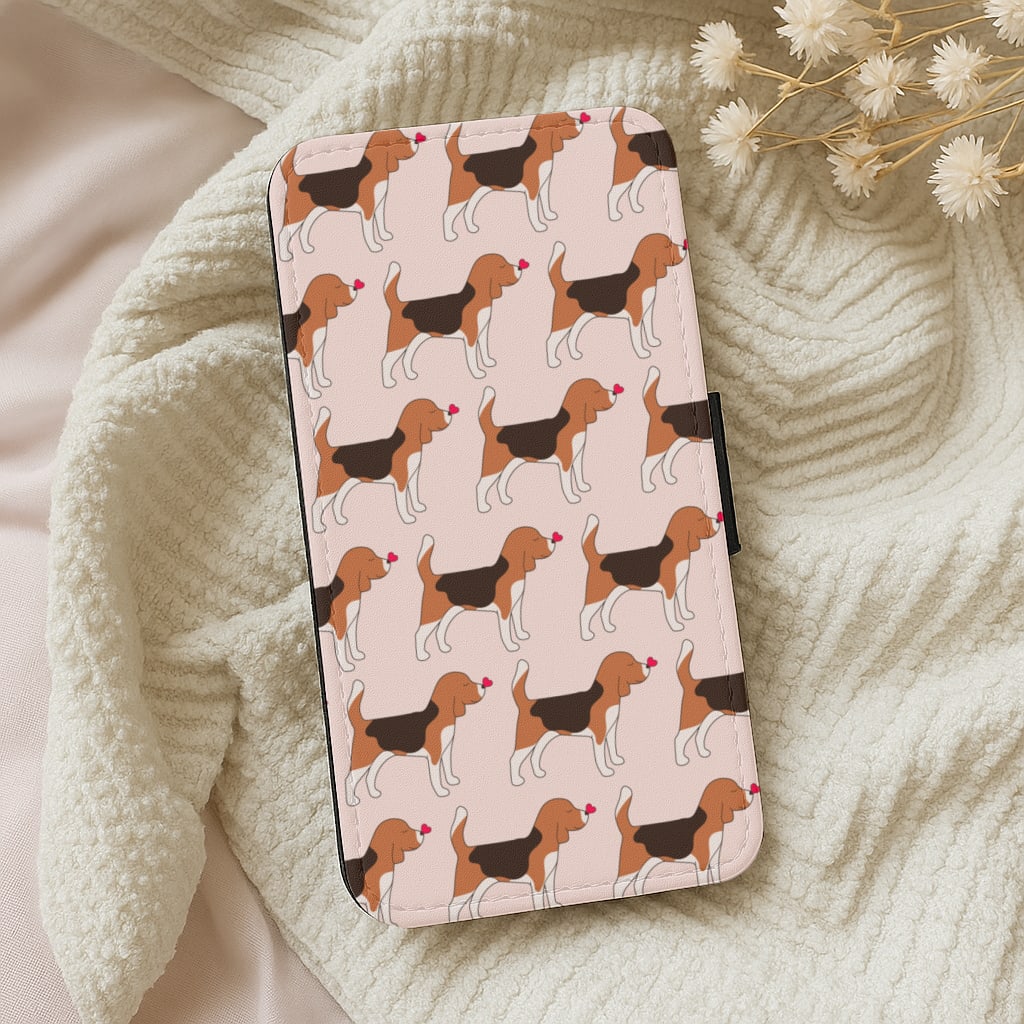 Love Beagle - Dog Pattern Wallet Phone Case