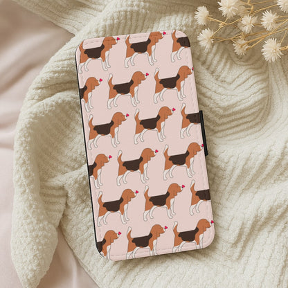 Love Beagle - Dog Pattern Wallet Phone Case