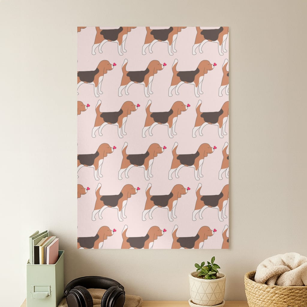 Love Beagle - Dog Pattern Poster