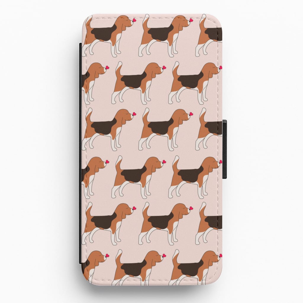 Love Beagle - Dog Pattern Flip / Wallet Phone Case