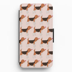 Love Beagle - Dog Pattern Flip / Wallet Phone Case