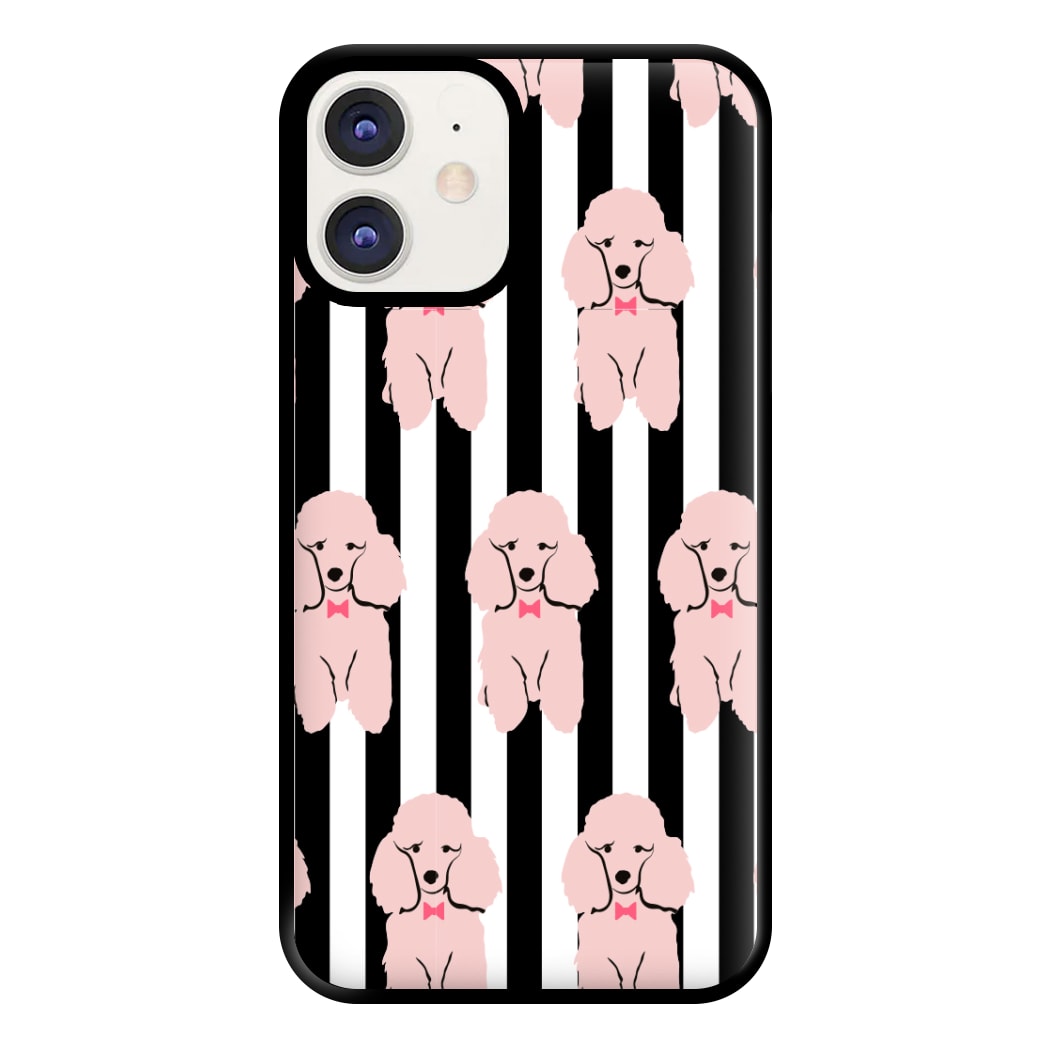 Striped Poodle - Dog Pattern Phone Case for iPhone 12 / 12 Pro