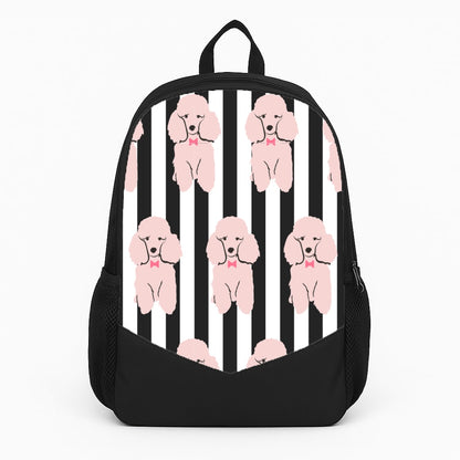 Striped Poodle - Dog Pattern Large Backpack