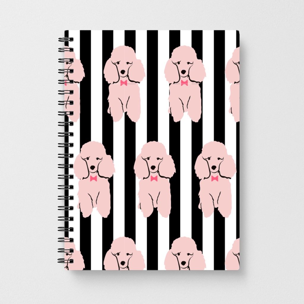 Striped Poodle - Dog Pattern Notebook