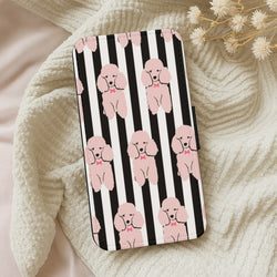Striped Poodle - Dog Pattern Wallet Phone Case
