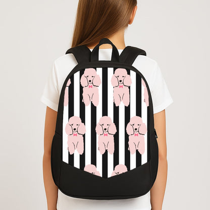 Striped Poodle - Dog Pattern Large School Bag