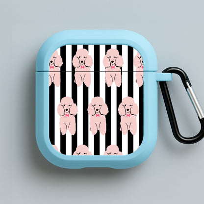 Striped Poodle - Dog Pattern Blue AirPods Case