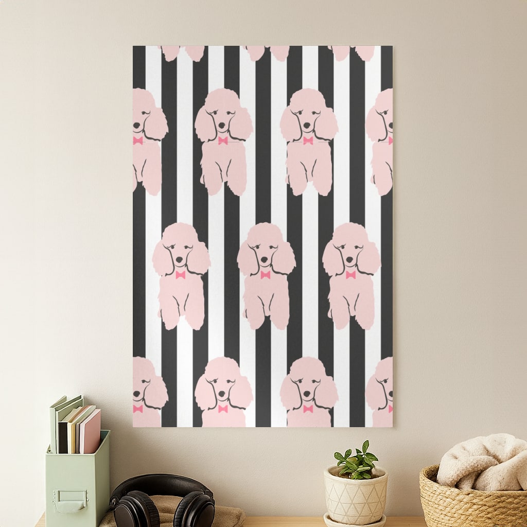 Striped Poodle - Dog Pattern Poster